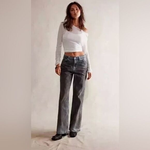 Free People Denim - Free People We The Free Tinsley Baggy High Rise Straight Jeans NWT Sz 26 Short